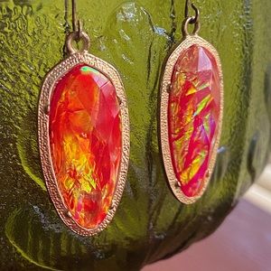 Red-Flame Faceted Drop Earrings